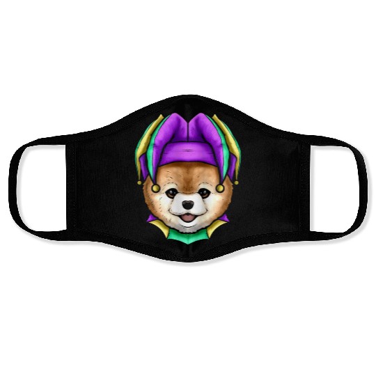 Cute Bear with Jester Hat for Mardi Gras Face Masks