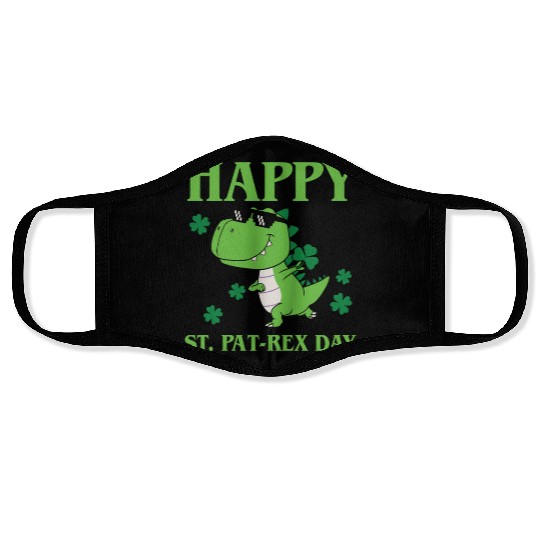 Happy St Pat-Rex Day Dinosaur Boys St Patricks Day Face Masks
