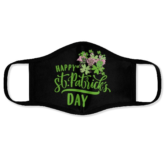 Happy St Patricks Day Irish Flamingo Face Masks