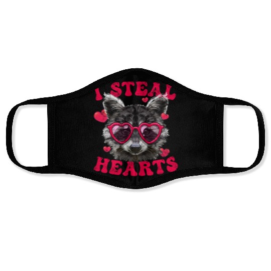 Valentine Raccoon Trash Panda I Heart Raccoons Face Masks