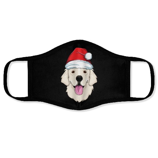 Blond Golden Retriever Santa Hat Cute Christmas Face Masks