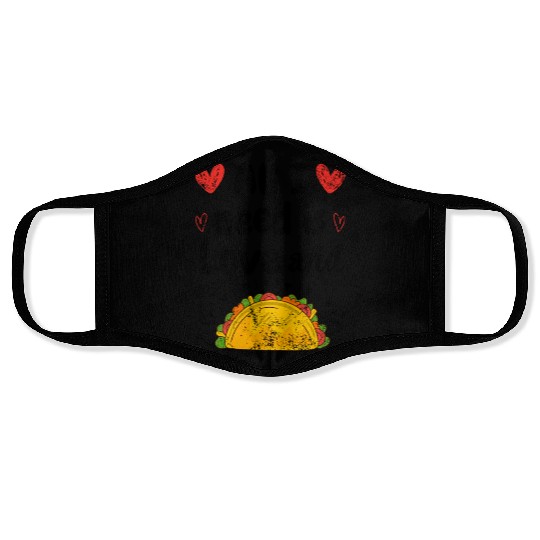 Vintage I Love Tacos Groovy Tacos Are My Valentine Face Masks