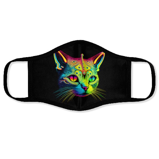 Alien cosmic cat Face Masks