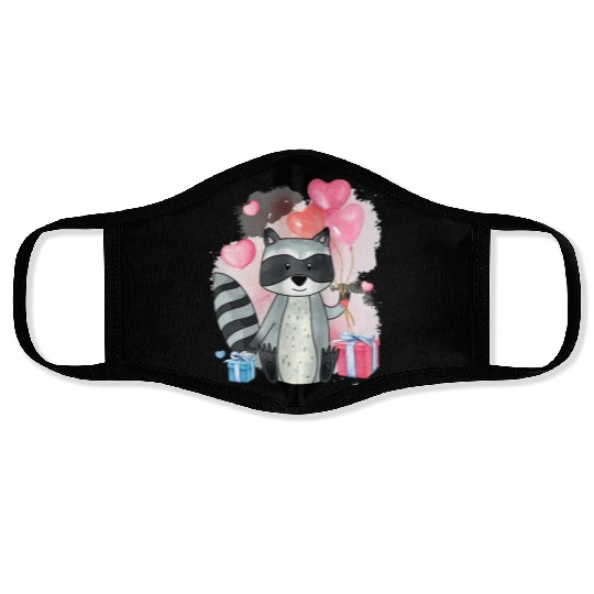 Raccoon Valentines Day Trash Panda Raccoon lover Face Masks