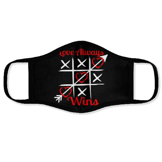 Vintage Valentines Day Love Always Wins Tic Tac To Face Masks