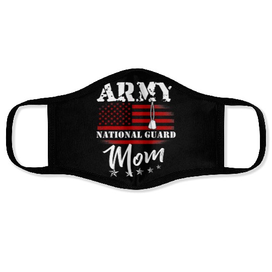 Proud Army National Guard Mom US Flag Tees US Mili Face Masks