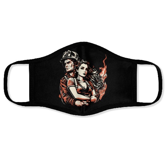 Firefighter Thin Red Line Wife Face Masks