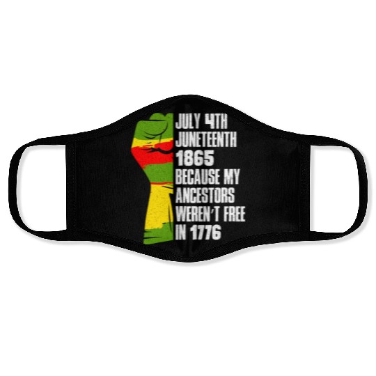 Juneteenth free since 1865 Black History US Africa Face Masks