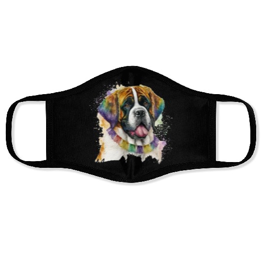 Mardi Gras Cutie Saint Bernard Face Masks