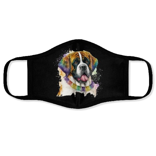 Mardi Gras Cutie Saint Bernard Face Masks
