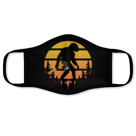 Retro Sasquatch Axe Throwing For Axe Thrower Face Masks