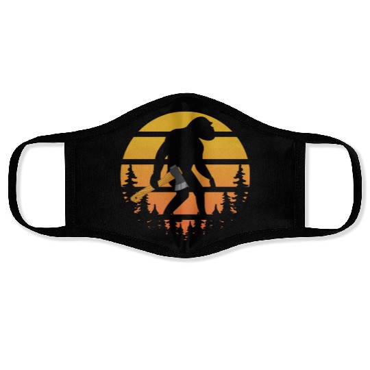 Retro Sasquatch Axe Throwing For Axe Thrower Face Masks
