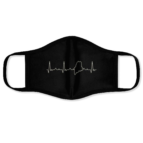 Maine State USA. Heart. Love. EKG. Pulse. Beat. Face Masks