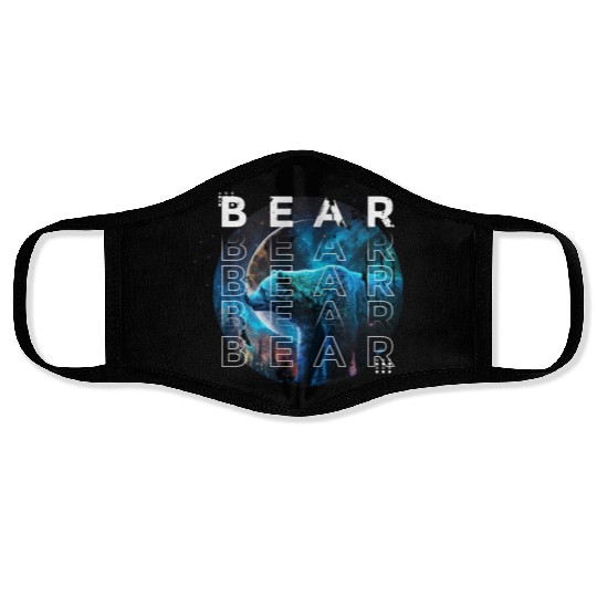 Midnight Roar: A Bear's Lunar Adventure Face Masks