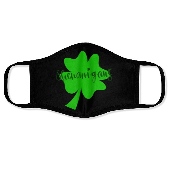 Saint Patrick s Day Shenanigans Clover Shamrock Face Masks
