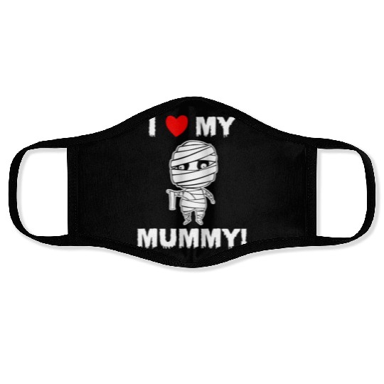 Kids Cute I Love My Mummy Funny Halloween graphic Face Masks