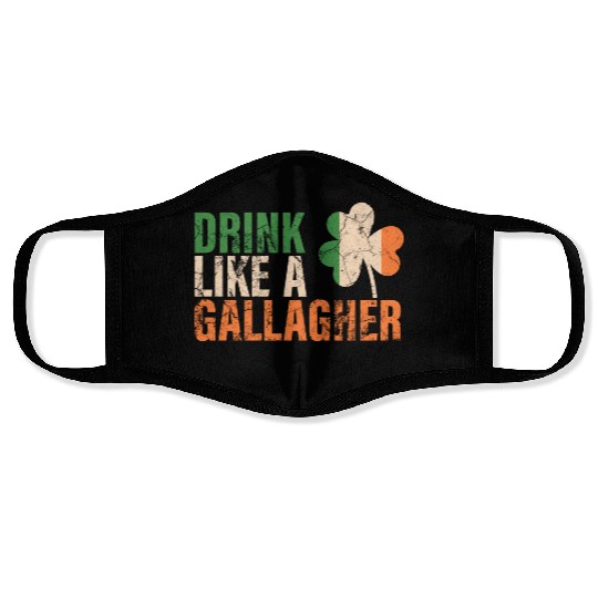 Drink Like A Gallagher St Patricks Drinking Jacket Face Masks