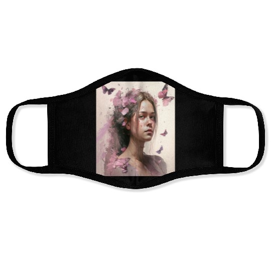 Breast Cancer Survivor Pink Flower Hair Girl Face Masks