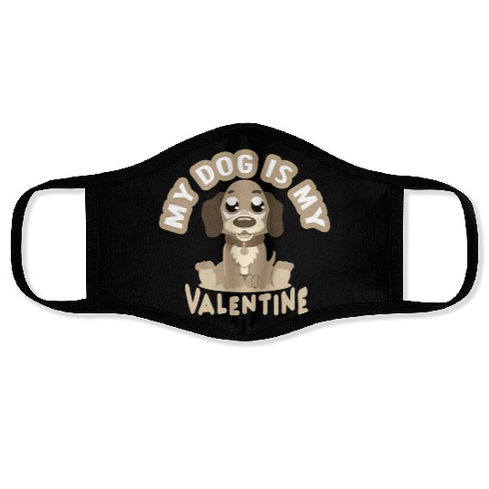 Mon chien est mon valentin Face Masks