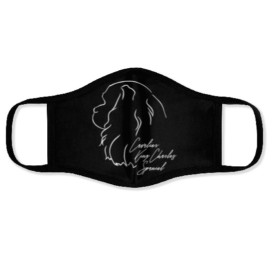 Cavalier King Charles Spaniel Profile dog mom Face Masks