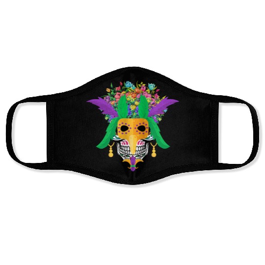 El Dia De Los Muertos Mardi Gras Mask Flower Sugar Face Masks