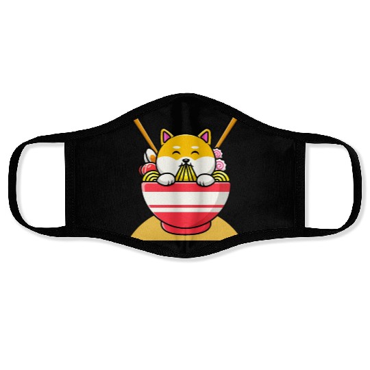 Cat Eating Spaghetti Ramen Cat Sweet Kitty Face Masks