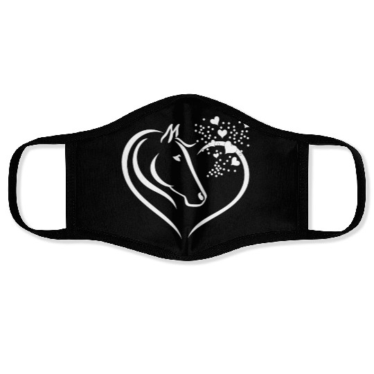 Animal Motif Horses Horse Portrait Heart Gift Face Masks