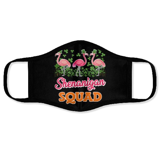 Flamingo Shenanigan Squad St. Patrick's Day Face Masks