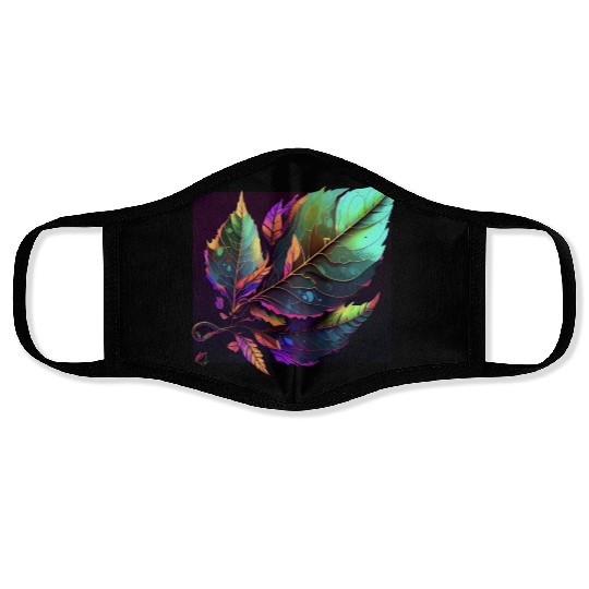 Vibrant Leaf Synthwave Face Masks