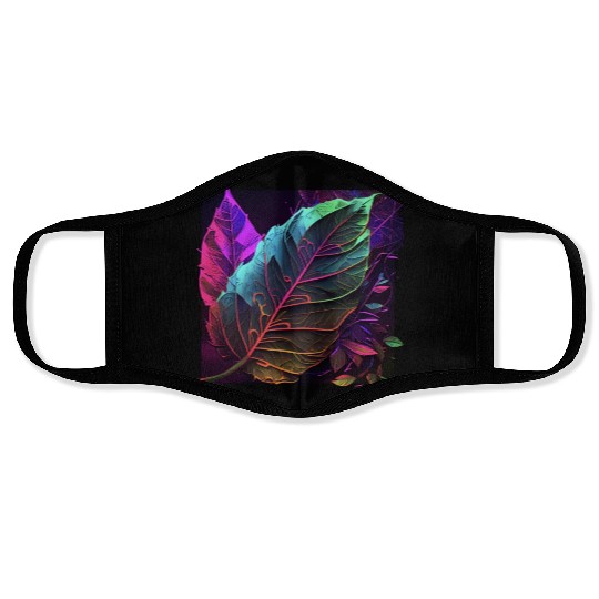 Vibrant Leaf Synthwave Face Masks