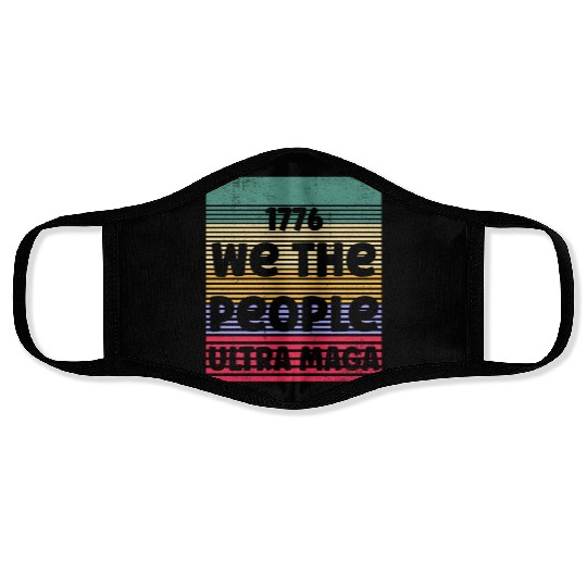 1776 We The People Ultra Retro Vintage Sunset Face Masks