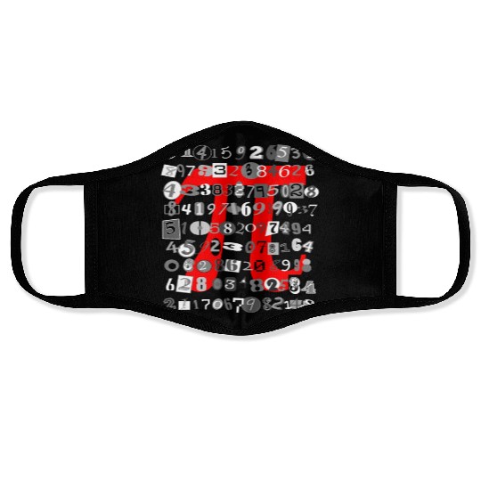 Black and White Digits on Red Pi Face Masks