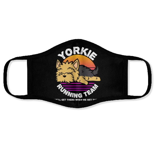 Funny Yorkie Running Team Face Masks
