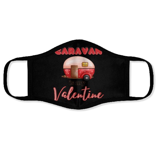 Caravan Is My Valentine Red Face Masks