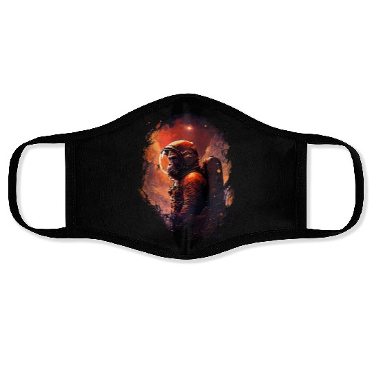Monkey Astronaut Chimpanzee Space Surreal Moon Face Masks