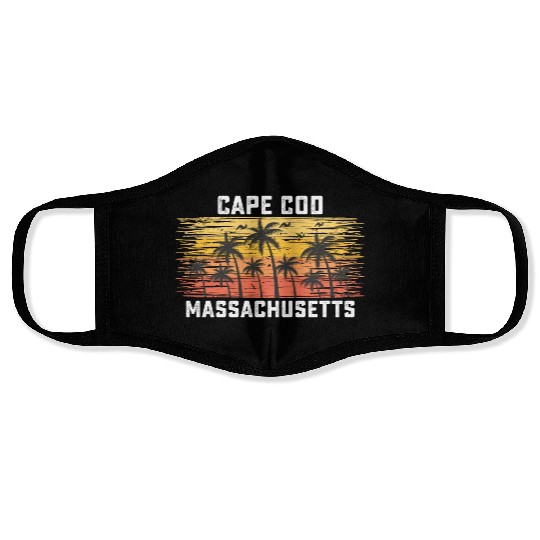 Cape Cod Massachusetts Summer Retro VIntage Face Masks