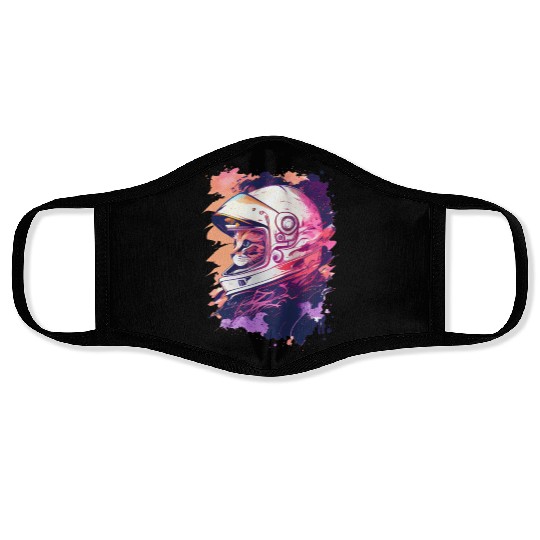 Aesthetic Vaporwave Space Cat 80s 90s Astronaut Face Masks