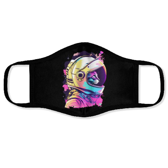 Aesthetic Vaporwave Space Cat 80s 90s Astronaut Face Masks
