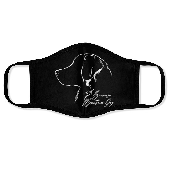Funny Bernese Mountain Dog Profile dog mom Face Masks