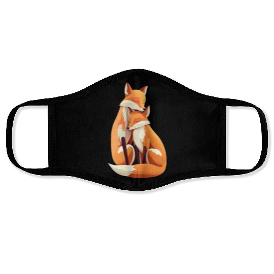 Fox forest animal foxes siblings bro sis nature Face Masks
