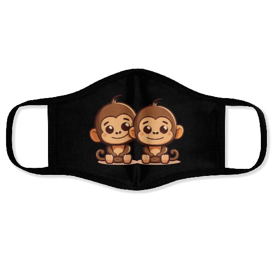 Monkeys siblings brother sister family love ape Face Masks