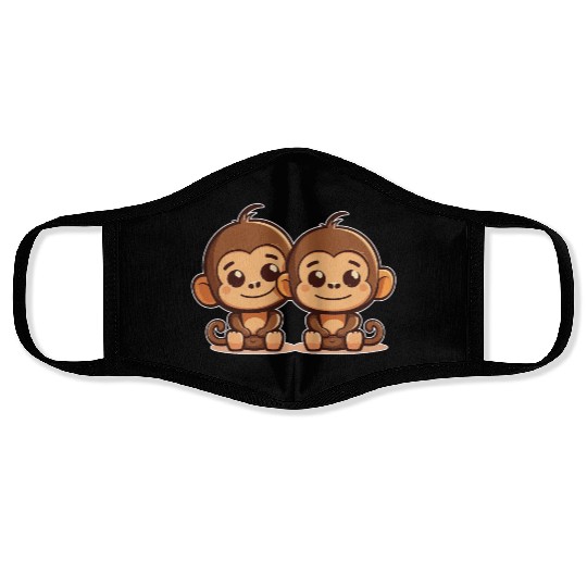 Monkeys siblings brother sister family love ape Face Masks