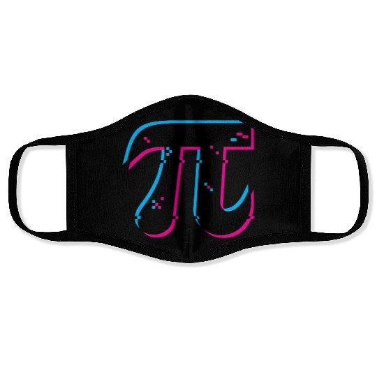 Glitched Out Pi Day Symbol Face Masks