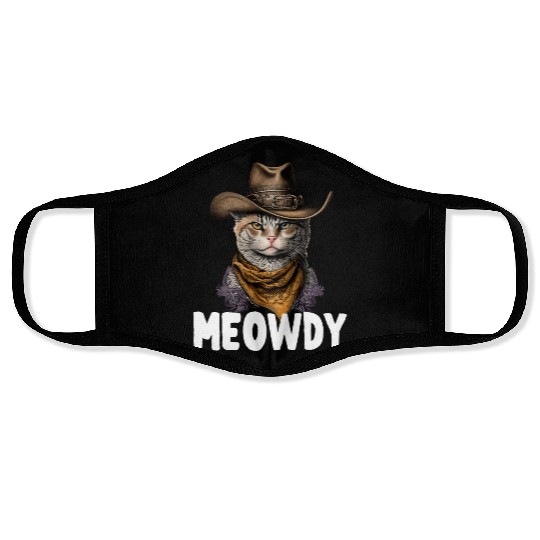 Meowdy Cat Meme Country Meow Howdy Funny Face Masks