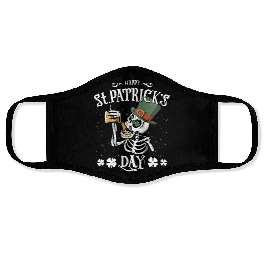Happy St Patricks Day Funny Beer Drinking Skeleton Face Masks