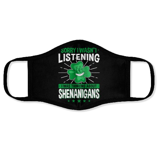 Shenanigans Irish Shamrock St Patrick's Day Face Masks
