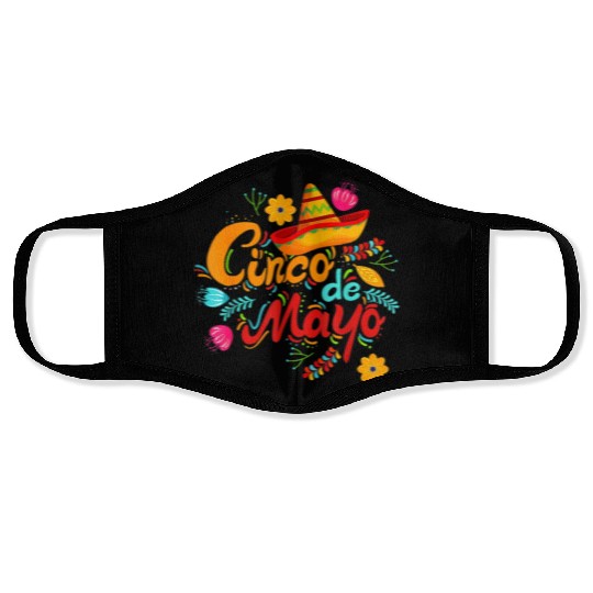 Cinco De Mayo Fiesta Surprise Camisa 5 De Mayo Viv Face Masks