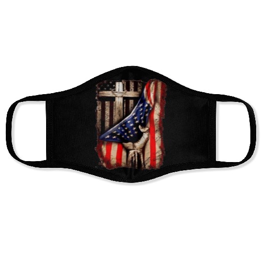 4th Of July American Flag Cross Face Masks, gift Holid