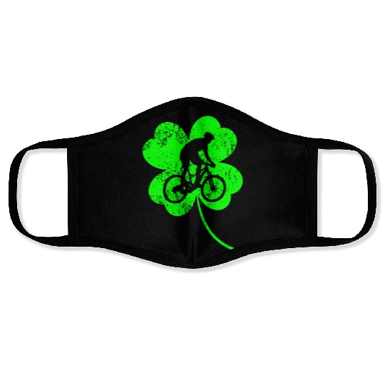 Biking St. Patrick's day shamrock Face Masks