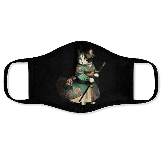 Cat Dressed as Mulan Face Masks